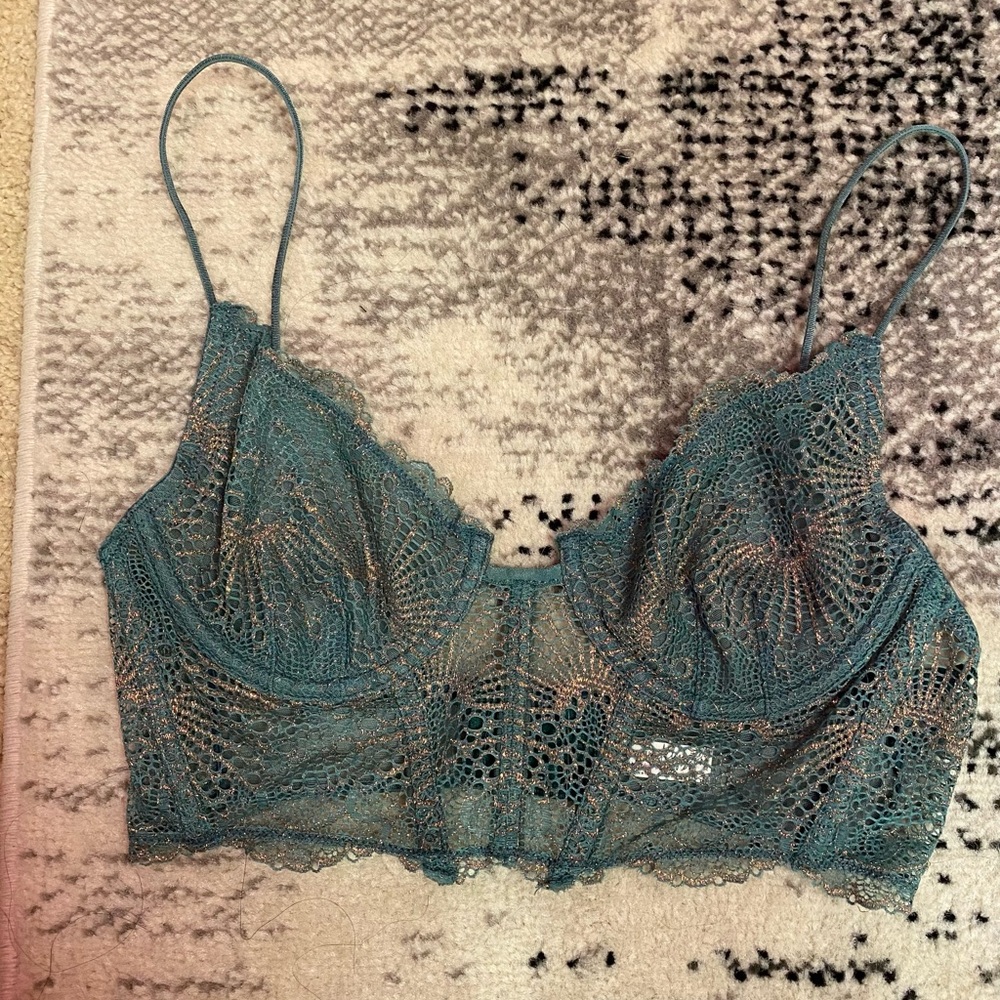 Free People Lace Bralette in Teal